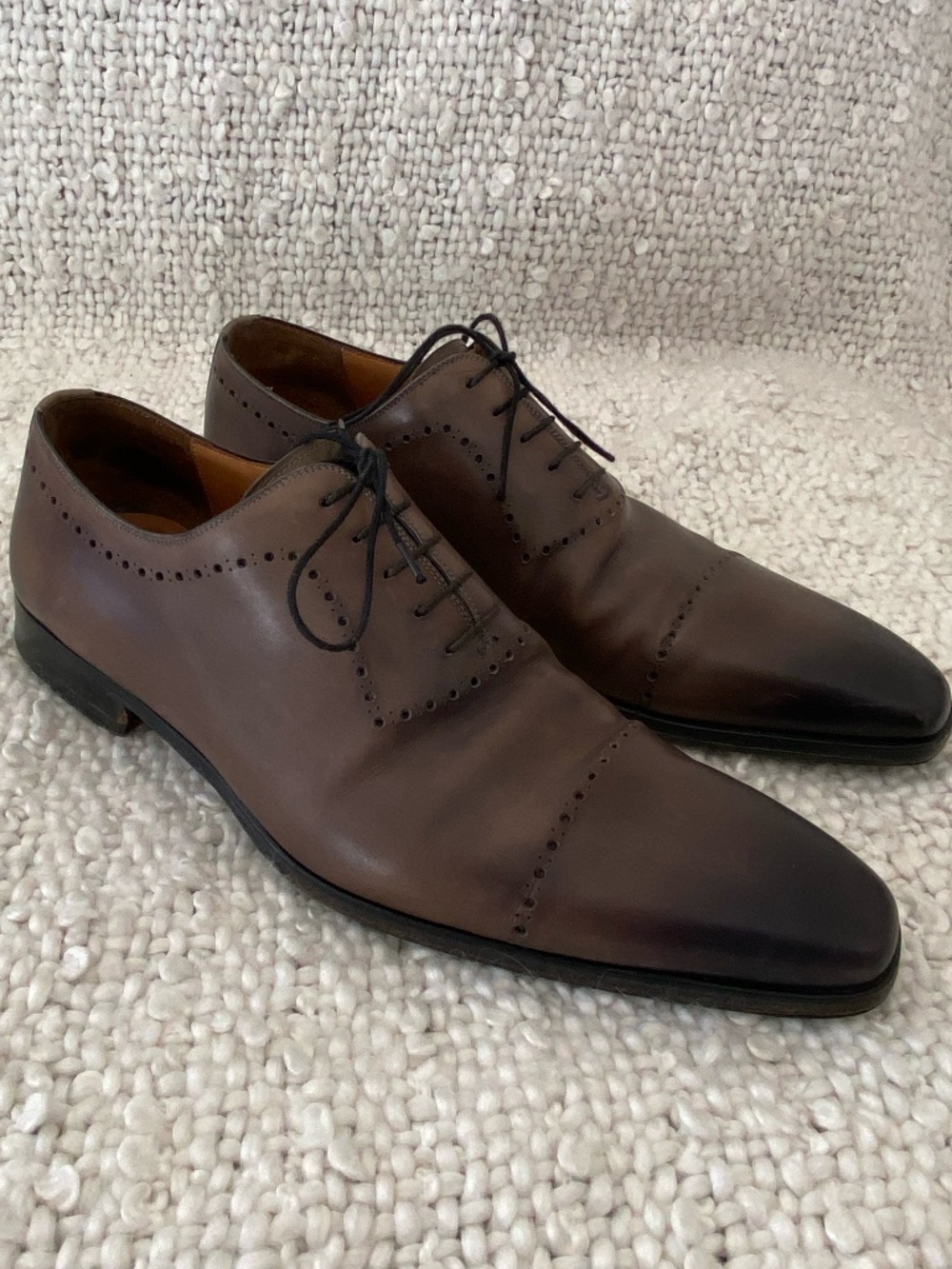 Magnanni Burnished Grey Perforated Oxfords 46 EU 12 US